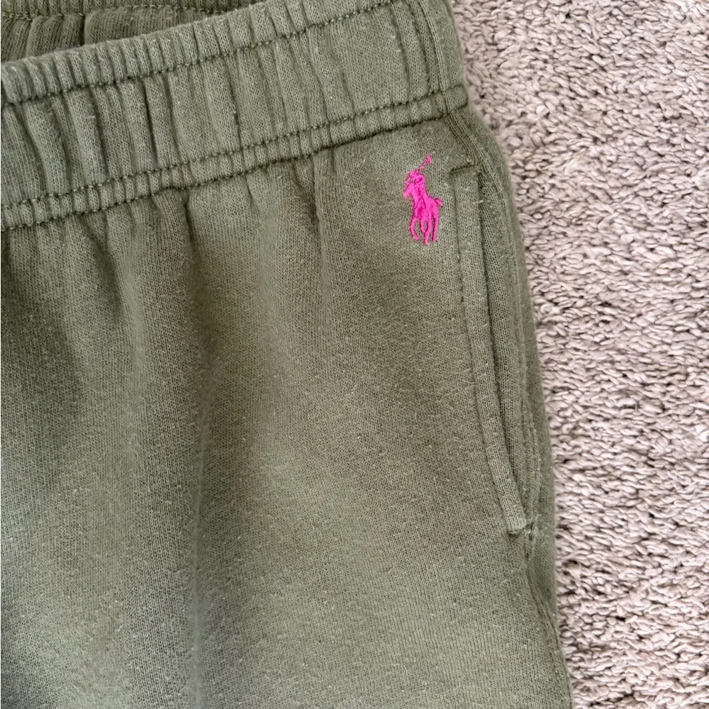 Polo by Ralph Lauren Olive Kids Jogger Sweatpants with Neon Logo